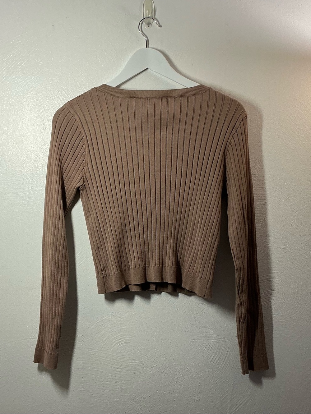 Pink Rose Ribbed Button-Front Long Sleeve Top Size Large - Picture 2 of 5